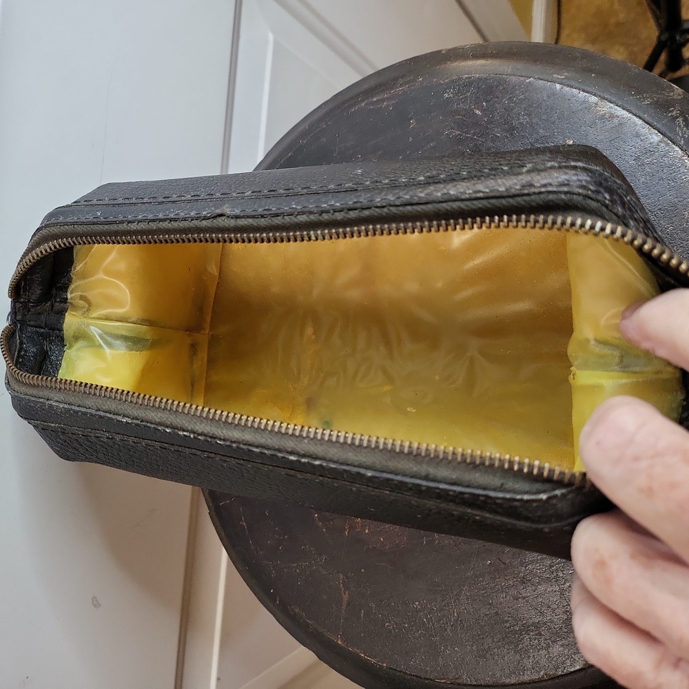 Tex Tan Split Cowhide Travel Toiletry Shaving Kit Zippered Vintage - Picture 5 of 10